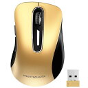 Memzuoix 2.4G 金色 5 ボタン無線マウス ノートパソコン・PC・デスクトップ向け !1400DPI 高精度で、USB リシーバ付き、ポータブルな電...