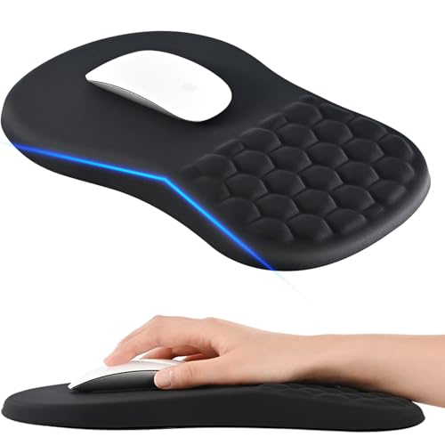 EooCoo 【マウスパッド 手首 傾斜リストレスト】 人間工学 手首サポート マッサージドットデザイン 厚手滑り止めジェルベース 腱鞘炎対策 オフィス/ゲーミング/自宅用 ワイヤレスマウス対応