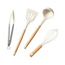 CAROTE カローテ キッチンツール セット 4本 シリコン製 調理器具 セット キッチン用品 フライ返し おたま トング 泡立て器 高耐熱性 ベージュ(4点...