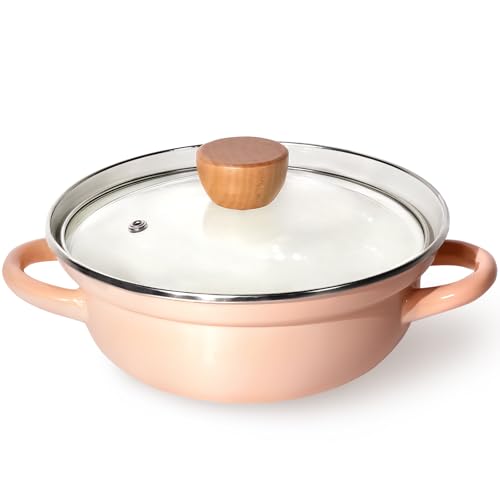 atRise [アットライズ] ホーロー ココット 《一人鍋にぴったり キッチンを明るく》 ガス 直火 IH対応 一人用 (東雲 (しののめ))