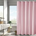 AooHome シャワーカーテン 150cm丈 防カビ 防水 ユニットバス お風呂カーテン 軽量 速乾 ホテル 高級 無地 バス用品 リング付き ピンク 120x150cm
