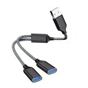 UrbanPulse USB分岐器 USB2.0スプリッタYケーブル 1進2出アダプタ 充電・データ伝送対応 ナイロン製 28cm マルチポート拡張ハブ マウス/USB/PC/Mac/自動車対応 (ブラック)