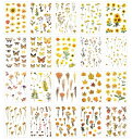 moin moin シール 20種 セット 春夏秋冬 の 花屋さん 花 フラワー 蝶 紅葉 オレンジ クリア 透明 PET 防水 イラスト ひまわり マリーゴー...