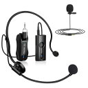 ワイヤレスマイク KIMAFUN2.4Gワイヤレスヘッドセットおよびラベリアラペルマイク 外付けクリップマイク 50m伝送距離 8時間連続使用 プラグ&プレイ 拡声器に対応 授業、講演、会議、イベン