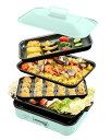 SOLEMOOD ホットプレート おしゃれ? たこ焼き 焼肉 パエリア アヒージョ お手入れ簡単 洗いやすい 温度調節機能 プレート種類組み合わせて選択可能 一人暮らし 2人 3人用にも (グリーン, プレ