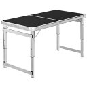 【日本企業】アウトドア テーブル キャンプ テーブル 折りたたみ 高さ3段階調整可能 120×60×(55-62-70)cm ピクニック レジャー キャンプ用 FG 耐荷重30kg (ブラック)