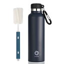 FJbottle 水筒 600ml 真空断熱 保温 保冷 第2世代 スポーツボトル 直飲み ステンレスボトル スポーツ飲料対応 洗浄用スポンジ付き 男の子 女の子 大人 子供 ブルー