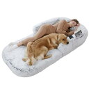 【洗えるなめらか生地の犬用2WAYソファーベッド】 愛犬と一緒に寝られるドッグベッド ペットベット 大型犬 多頭飼い 洗える 快適ソファー (ミストグレー)