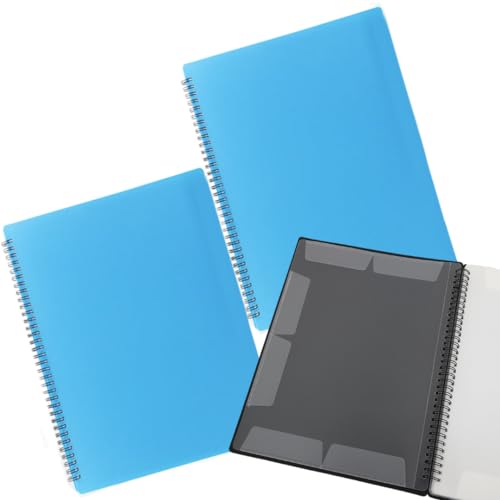 I'm so happy 楽譜ファイル 書き込める A4 バインダー 楽譜入れ 楽譜ホルダー 軽量 30枚 60ページ (ブルー2冊)