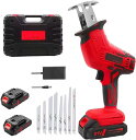 Rakutool 電動のこぎり 家庭用 21V充電式レシプロソー 小型 21V 2個バッテリー 2000mah 枝切り 木工切断 金属切断 無段変速 DIY日曜 ストローク数3000(回/分)木材用ブレード3本 金属用ブレード 収