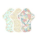 布ナプキン Mサイズ 防水 薄手 v05 リフレッシュ柄3枚セット オーガニックコットン使用 羽根つき 一体型 生理ナプキン ふつう~多い日昼用 軽量用 尿漏れバット AEMWT-3P-v05 AENUANCE