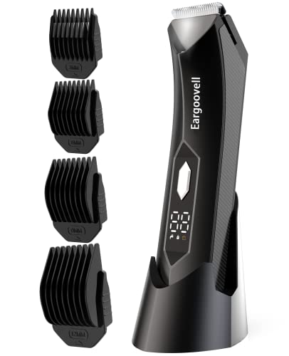Eargoovell ボディシェーバー VIOシェーバー メンズシェーバ 男性用 LEDディスプレイ ロック機能 4種リミットコーム付き 長さ調整 ムダ毛処理 電気シェーバー IPX7防水 乾湿両用 脇 腕 足 すね毛