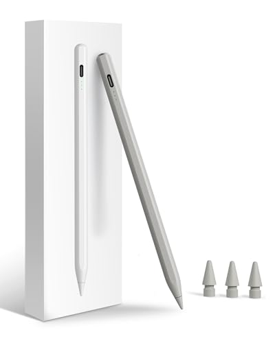 iPadペンシル2018-2025 対応, 13分急速充電アップルペンシル, 手のひら誤操作防止, 傾き感知, 磁気吸着, 5分自動スリープ 長時間使用, iPad タッチペン第11 (A16)/10/9/8/7/6世代、 Air 11"/13" M2/M3 2025 /Pro 1