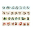 Zolarkar コラージュ 素材 シール 4巻 防水 レトロの花 フレークシール 透明 粘着 PET コラージュ シール 50MM 幅×2M 長 マスキングテープ ステッカー 森林植物 デザインペーパー シール DIY 手作り