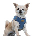 Aiminto デニム犬用ハーネス、通気性の高いメッシュ素材、軽量、ハーネス胸元に反射材付き - 猫や小型犬用 (ハーネス(ベイビーブルー), XXXS胴範囲24-28cm)(4)
