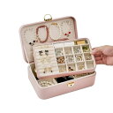 VECELO アクセサリーケース 宝石箱 幅25×奥行17×高さ8.5cm ロック付き レザー素材 防塵 小物入れ ジュエリー収納 アクセサリー収納 無地 携帯...