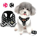 ZUNEA ペット用品 犬用ハーネス 小型犬用 かわいい ドット 水玉柄 リード セット通気性が ソフトメッシュ 裏地 おしゃれ 犬服ベスト お散歩 (XL, ...