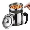 Asdays オイルポット 油こし器 油入れ容器 揚げ物油入れ フィルターネットと蓋付き 油処理用品 キッチン用品 ステンレス製 (注ぎ口なし, 1.3L)