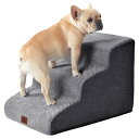 EHEYCIGA 犬 階段 ステップ ペット階段 ドッグステップ 犬 スロープ 高密度 滑り止め付き 安定性 カバー取り外し可能 洗える 小型犬適用 (3段,グレー)