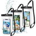 【3個セット・大容量】CACOE スマホ 防水ケース iphone用 防水バッグ 海 お風呂 プール ぼうすいケース 首掛け・斜め掛け 水中 撮影 IPX8 顔認証対応 タッチ可能 iPhone/Android 7.2インチ以下全機種