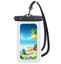 防水スマホケース クリア 大 海 夏 スマホ 防水ケース 携帯電話ボックス 高性能カバー IPX8認定 タッチ感度 顔認証 ロックがしやすい ストラップ付き 首掛け 7インチ以下のスマートフォン対