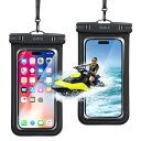 【新設計・2枚セット】 スマホ 防水ケース IPX8 完全防水スマホケース 首かけ 両用 指紋認証/顔認証対応 タッチ可能 ストラップ付き iPhone/Android各種スマホ対応 携帯防 水ケース 気密性 水中