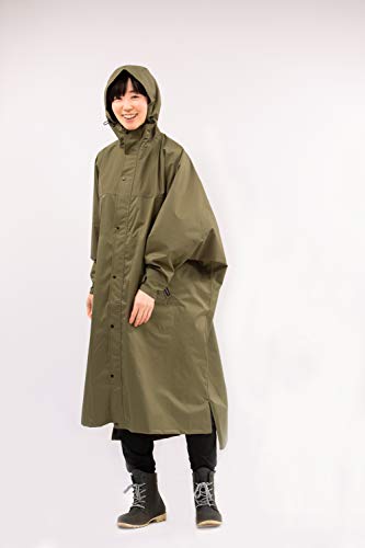 [ピラルク] レインポンチョ サイクルモード ハイポンチョ 撥水 防水 オリーブ Free Size