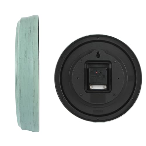 Nbdeal 掛け時計 電波時計 連続秒針 静音 直径28cm アナログ エアリアルレトロ グリーン [2]