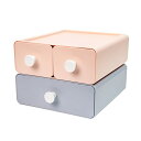livinbox デスク 小物入れ 引き出し 二段 デスクオーガナイザー 卓上収納ボックス 卓上小物入れ 化粧品 メイクアップ 道具 ビタミン 薬の整理 事務用品 文房具収納 小物整理 積み重ね可能 (ピ