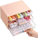 HUACHENG デスクオーガナイザー 小物入れ 収納ボックス 卓上 引き出し 収納ケース 多機能卓上収納 組立不要 ストレージ 化粧品 収納ケース リモコンラック (ピンク)