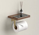 CCYCCL トイレットペーパーホルダー 北米黒胡桃の木 トイレットペーパーホルダー トイレフォルダー 穴あけ不要 取り付け簡単 小物置き棚付き 和風 汚れに強...