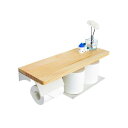 Lifetips トイレットペーパーホルダー おしゃれ 賃貸 トイレ トイレ用品 北欧 スチール アイアン 収納 飾り棚 シンプル 幅41cm 天然木 モダンデザイン お手入れ簡単 トイレ空間作り お手入れ簡