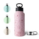 BOTTLE BOTTLE 水筒 1リットル ステンレス ウォーターボトル 直飲み ストロー付き 保温保冷 二重構造 真空断熱 持ち運び アウトドア ピンクフラワー