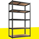 REIBII スチールラック 幅90*奥行40*高さ183cm メタルラック 高耐荷重900kg 棚 ラック 収納ラック 5段 組立簡単 スチールラック スリム 高さ調整可能 ガレージ キッチン 物置 倉庫 業務用 家庭用 ブ