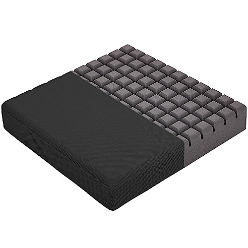 HAVARGO 座布団 クッション 大きめ 厚め 通気 高反発 お尻が痛くならない ざぶとん 椅子クッション 幅50cm厚さ7.5cm (50X50, くろい)