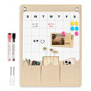 Walspax ウォールポケット 壁掛け 30x40cm キャンバス 折りたたみ式 ホワイトボード付き マグネット対応 吊り下げ収納 小物入れ 鍵入れ 雑貨収納...