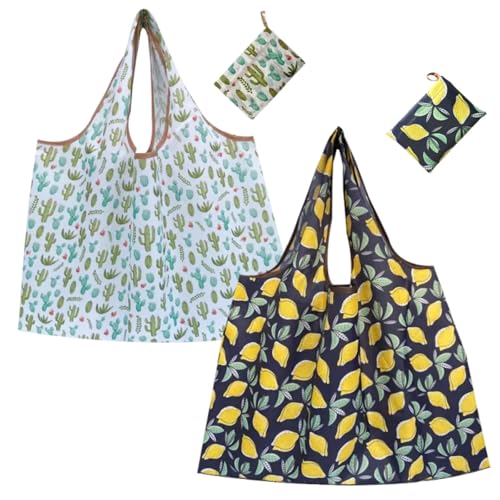 [KALOLINNA] 折りたたみ エコバッグ 2個入り 買い物袋 大容量 コンビニバッグ おしゃれ コンパクト 軽量 耐久 収納 可折りたたみバッグ 洗濯可能 水洗い 携帯便利 大袋 バックパック コンビニ