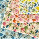 鳥 バード 北欧風 花柄 シーチング くすみカラー