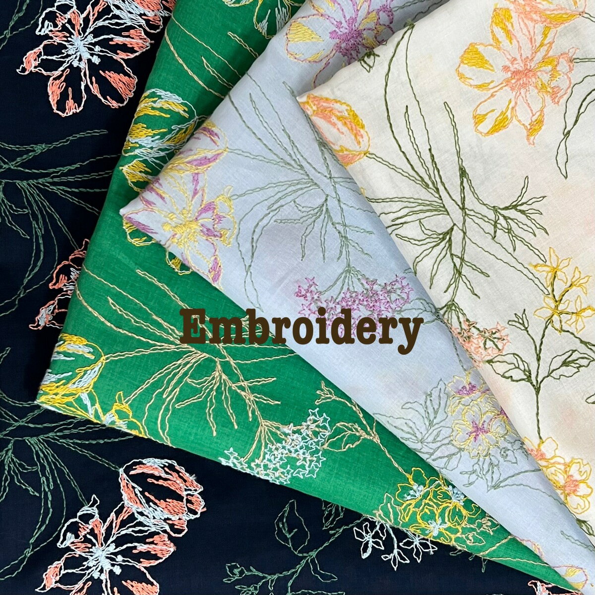 【期間限定50％OFF!!!】 花 刺繍 ローン エンブロイダリー 10cmから