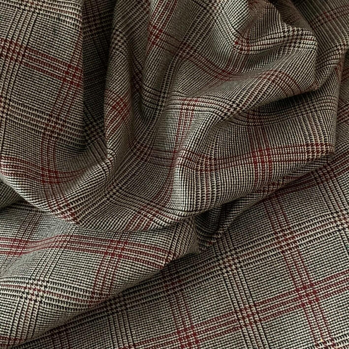 カラーネップ グレンチェック柄 生地巾 130cm 布 ストレッチ ストレッチ素材 2way 縫いやすい チェック柄 生地 ミシン コート ジャケット スカート パン