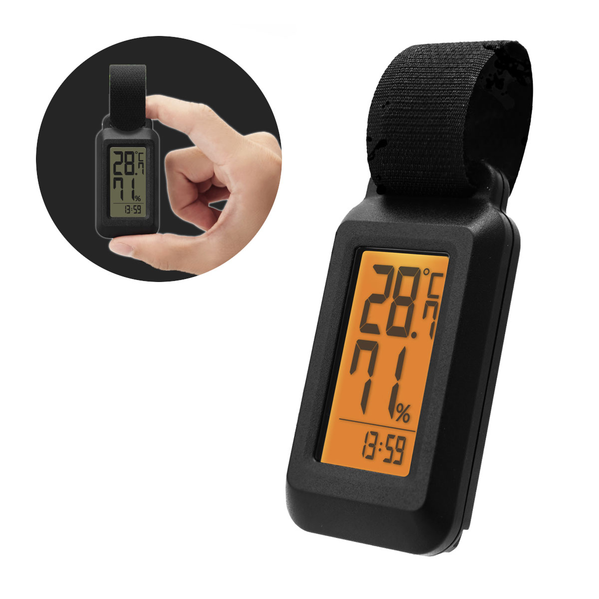 デジタル温湿度計 小型 携帯 温度湿度計 O-432ABKDI 防滴 送料無料
