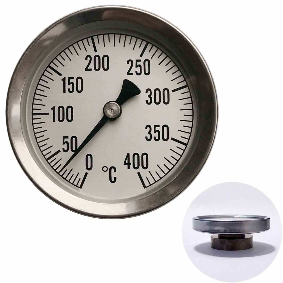 温度計 薪ストーブ 高温 ピザ窯 アナログ温度計 400℃ 重厚感 サーモ530 メール便可¥320