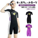 【2.5mmネオプレン&一体型】キッズ ウェットスーツ ショート 半袖 パンツ 子供スイムウェア 水着 防寒保温 ワンピース UVカット 女の子 ケガ防止 マリンスポーツ