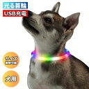 ★当日発送★光る首輪 犬用 レインボー 発光首輪 充電式 usb充電式 装着簡単 柔らかい 軽量 サイズ調整可能 ペット 犬 猫 視認性 4モード