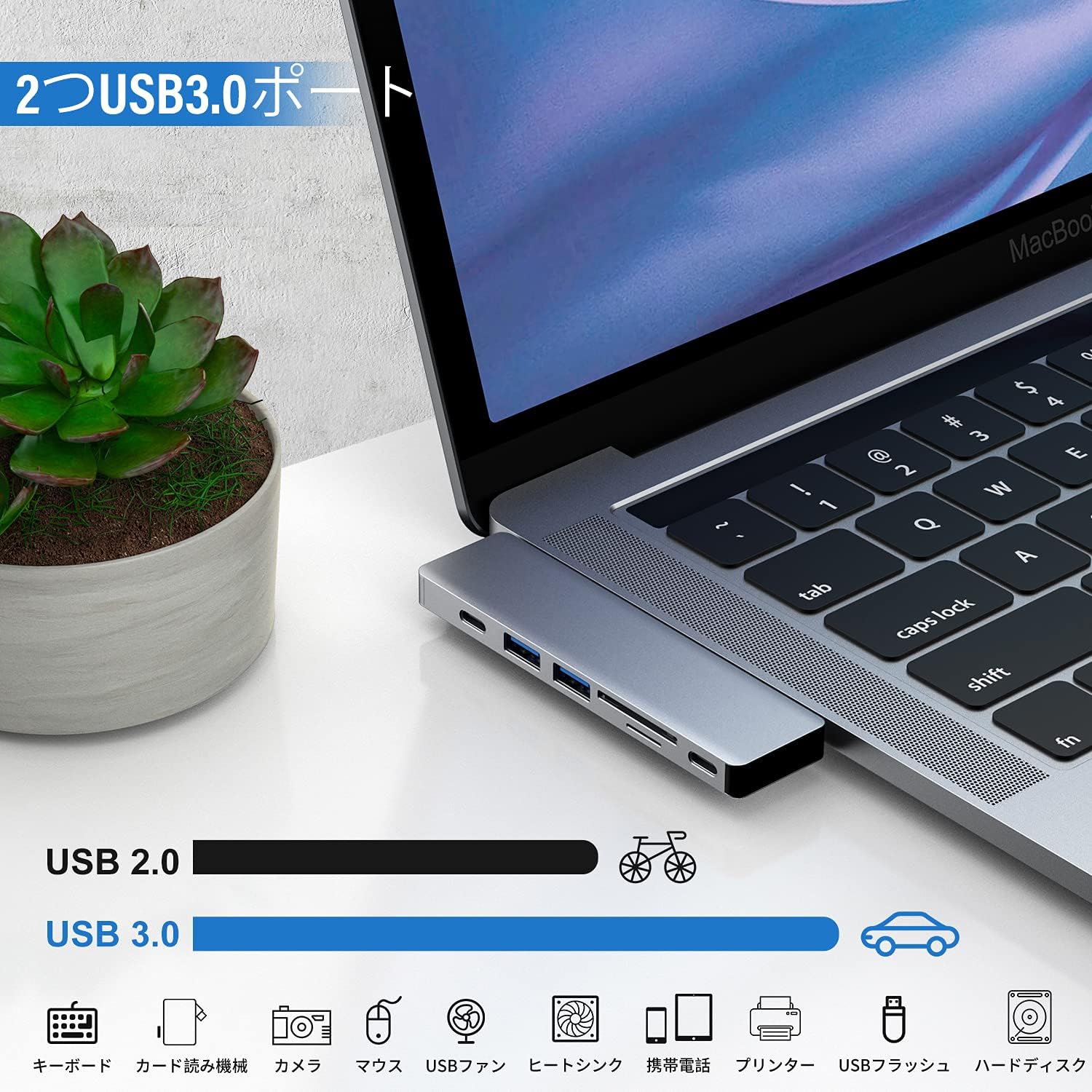 �Ѵ������ץ� Ķ���� 7�ݡ��� USB Type C �ϥ� USB C HDMI 4K���� PD���� ���ڡ������졼Macbook �ϥ� Macbook Air Pro �ϥ�