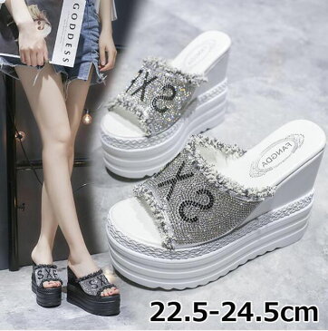 「300円offクーポン配布中」送料無料 2021春夏 厚底 ウェッジヒール サンダル ミュール 刺繍 上品 ハイヒール レディース ヒール高13cm 美脚 セクシーハイヒール 透け感 脚長効果 クリアー 前厚トゥ キラキラサンダル ゴージャス エレガント