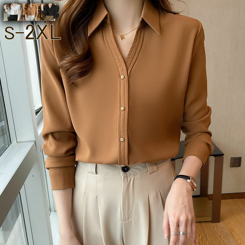 ブラウス レディース きれいめ 夏服 春秋新作 サテンブラウス 無地シャツ 長袖トップス vネック ブラウス 大人 通勤 ゆったり シャツ 30代 40代 50代 送料無料