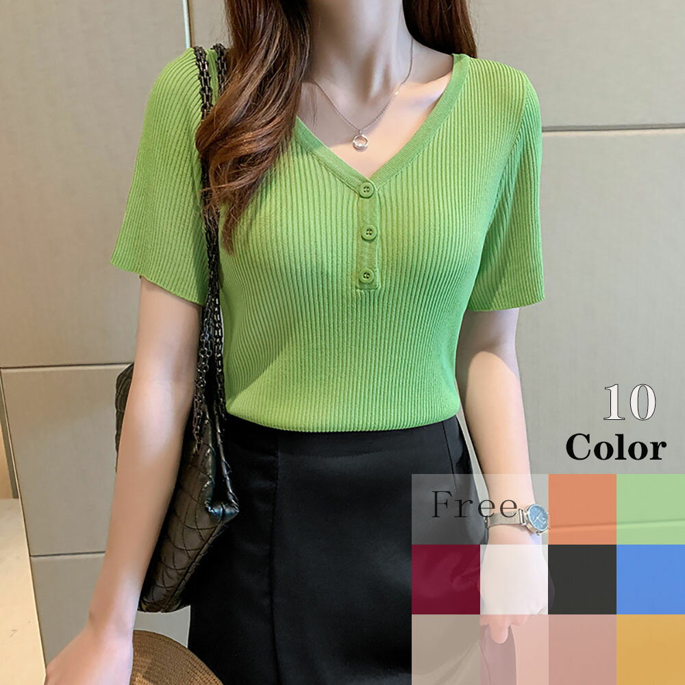 サマーニット クルーネック 半袖 レディース 春 夏 きれいめ オフィス 半袖ニット ゴルフウェア トップス ビジネス カジュアル プルオーバー インナー 洗えるニット ニットTシャツ サマーセーター カットソー かわいい 冷房対策 着痩せ 薄手 無地 母の日