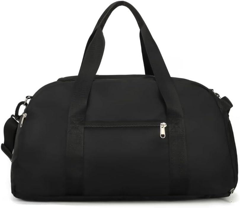 ジムバッグボストンバッグ折りたたみバッグ大容量スーツケース固定靴収納ポケット防水軽量修学旅行出張病院用週末外出用旅行バッグ男女兼用トラベルバッグ (ブラック)