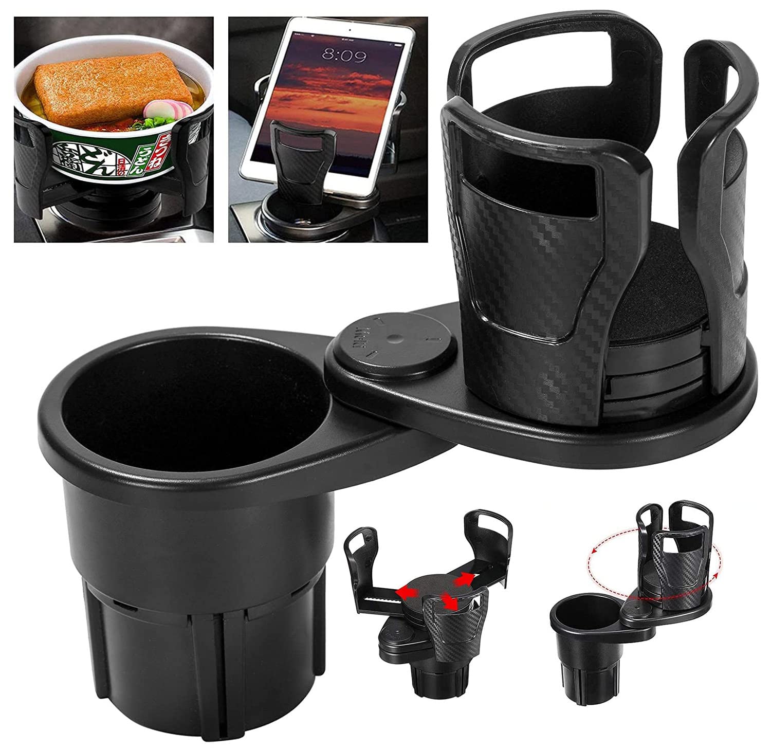 ドリンクホルダー 車 2in1 カップホルダー 多目的車用ドリンクホルダー 車載用 コップホルダー 360?回..